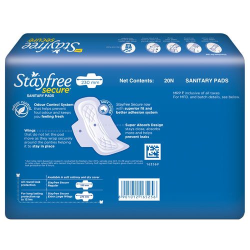 Stayfree Secure Cottony Soft Regular Wings Sanitary Pad (Pack of 20)