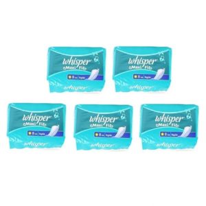 Whisper Maxi Fit Regular Sanitary Pad - 8 Pads (Pack of 5)