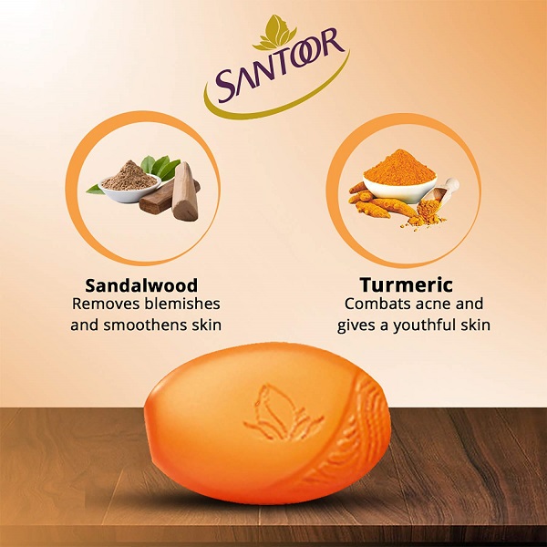 Indians Trend Santoor Sandal And Turmeric Soap (100 g)