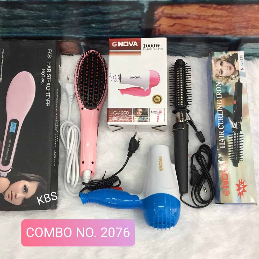 Combo Set Of Hair Appliances (Hair Straightener, Hair Dryer, Hair Curler) -  All Home Product